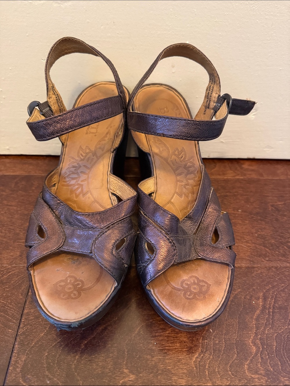 Born Wedge Sandals in Metallic Brown - Women
